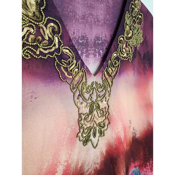 Soft Surroundings Maxi Kaftan Cover Up Dress Women's Size S/M Beaded Sequins - Picture 3 of 5